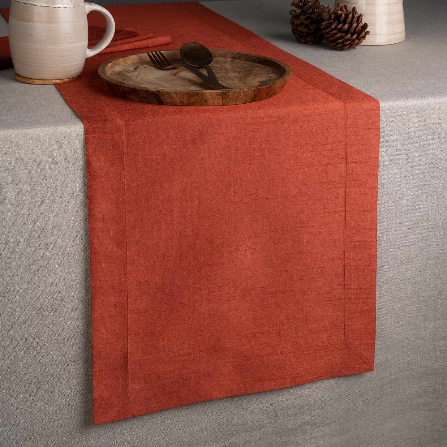 D'Moksha Homes Wine Red Table Runner 14 x 48 Inch - Vegan Silk, Elegant Wine Red Silk Table Runner 48 inch - Machine Washable for Coffee Tables, Fall, Halloween - 100% Cruelty Free, Recycled Fabric