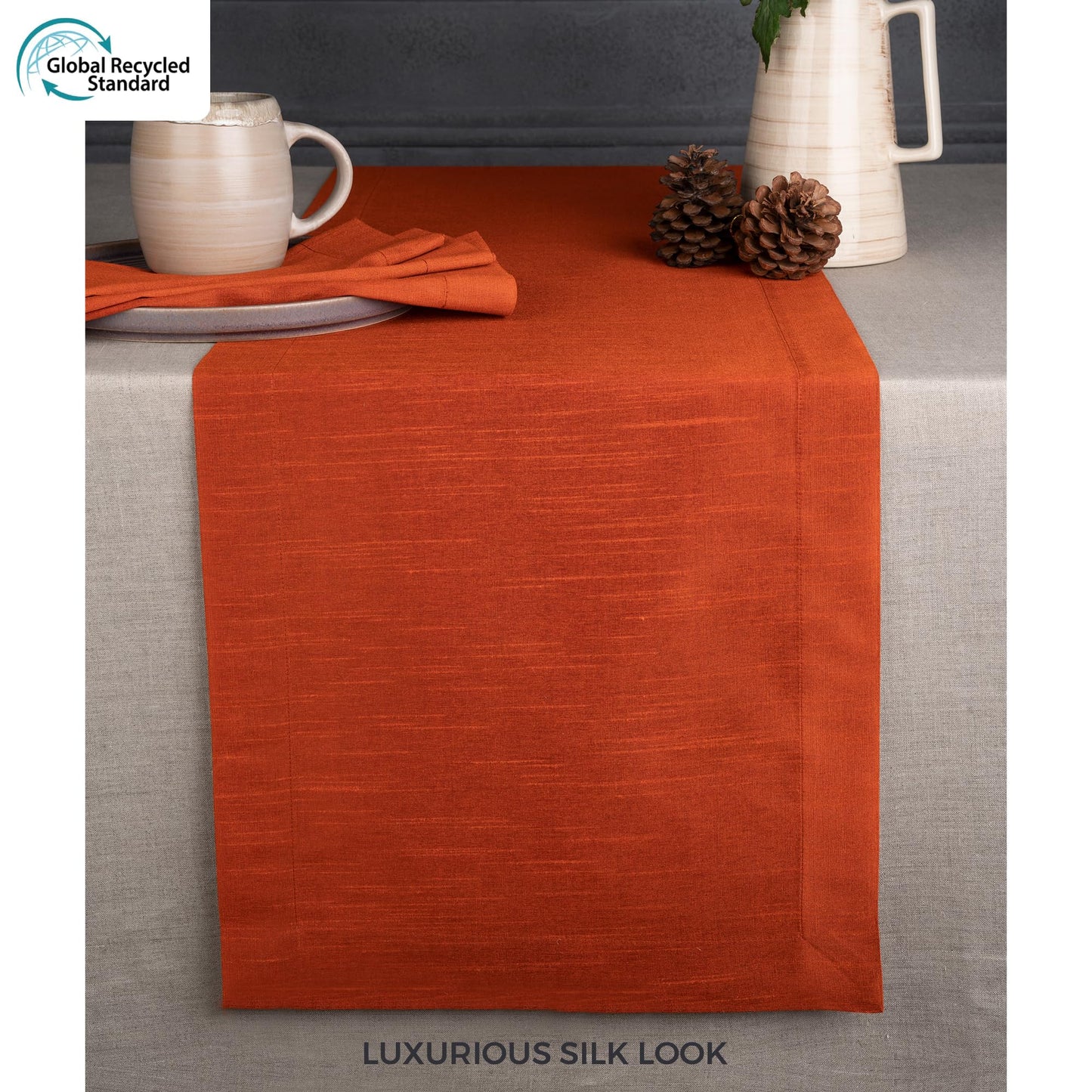 D'Moksha Homes Wine Red Table Runner 14 x 48 Inch - Vegan Silk, Elegant Wine Red Silk Table Runner 48 inch - Machine Washable for Coffee Tables, Fall, Halloween - 100% Cruelty Free, Recycled Fabric