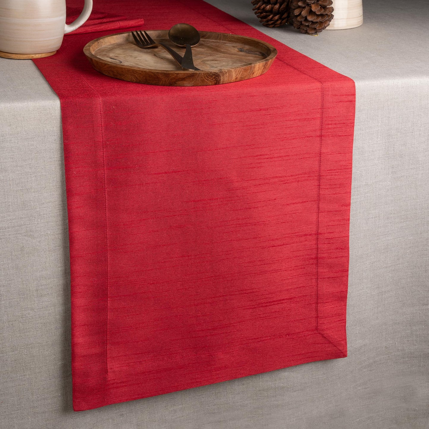 D'Moksha Homes Wine Red Table Runner 14 x 48 Inch - Vegan Silk, Elegant Wine Red Silk Table Runner 48 inch - Machine Washable for Coffee Tables, Fall, Halloween - 100% Cruelty Free, Recycled Fabric