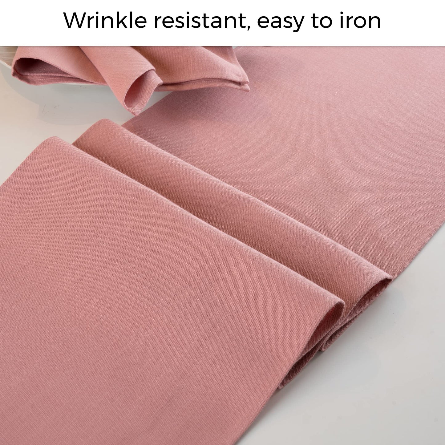 D'Moksha Homes Dusty Pink Table Runner 13 x 108 Inch - Faux Linen Table Runner 108 Inches Long - Wrinkle Resistant, Machine Washable for Fall, Halloween - 100% Recycled Fabric