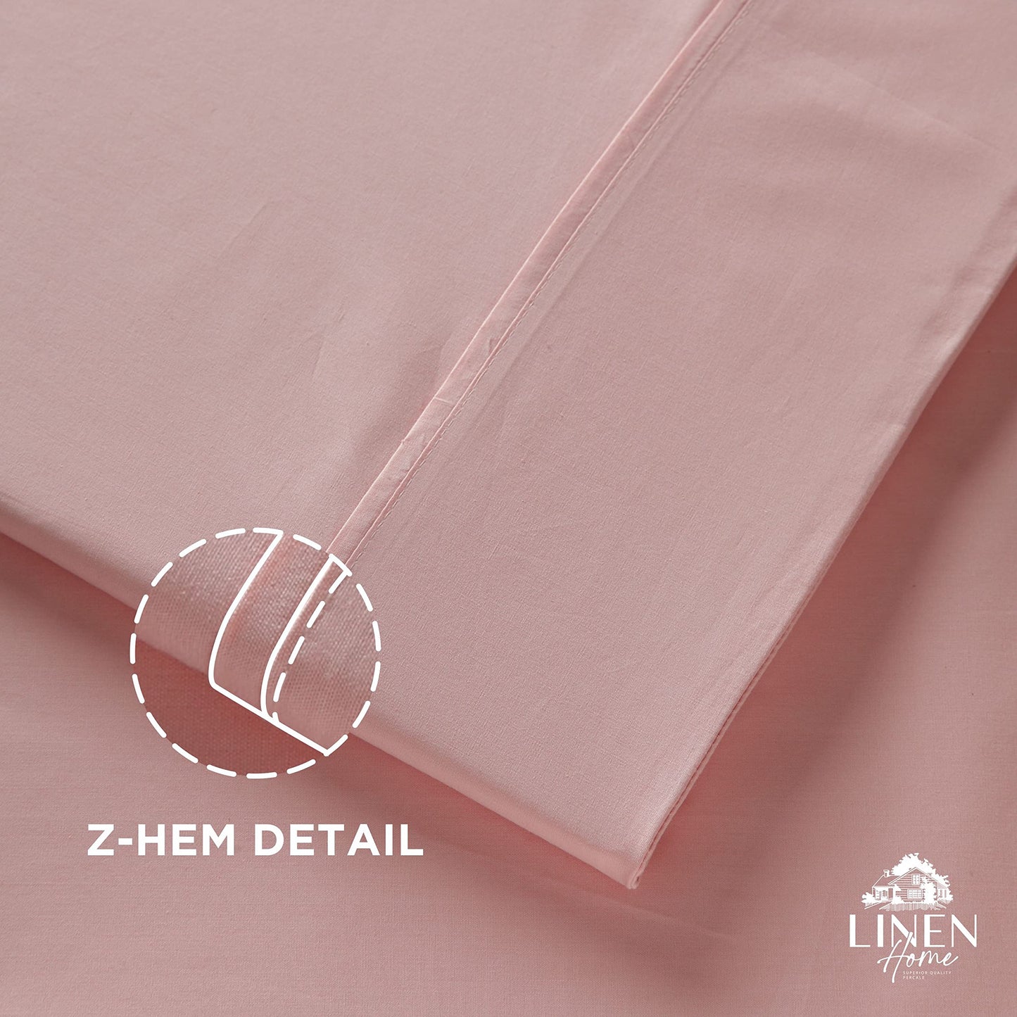 Linen Home 100% Cotton Percale 1 Flat Sheet, Queen Size - Crisp, Cool and Strong Bed Linen, Luxury Breathable Sheet, Baby Blue
