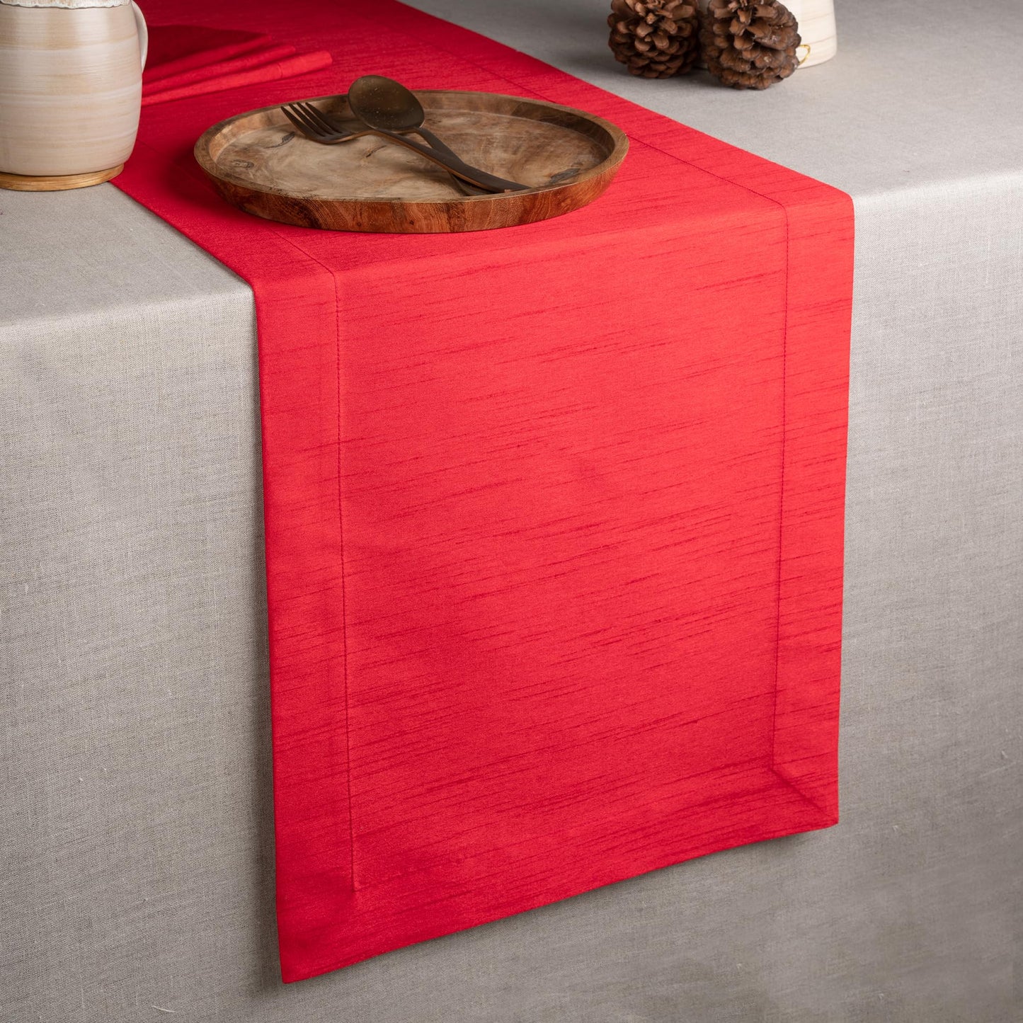 D'Moksha Homes Wine Red Table Runner 14 x 48 Inch - Vegan Silk, Elegant Wine Red Silk Table Runner 48 inch - Machine Washable for Coffee Tables, Fall, Halloween - 100% Cruelty Free, Recycled Fabric