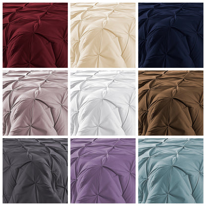Premium Quality - King/California King Size (94" x 104") Inches, 3Pcs Pinch Pleated Comforter Set, 400GSM 100% Egyptian Cotton 800 Thread Count - Chocolate Solid