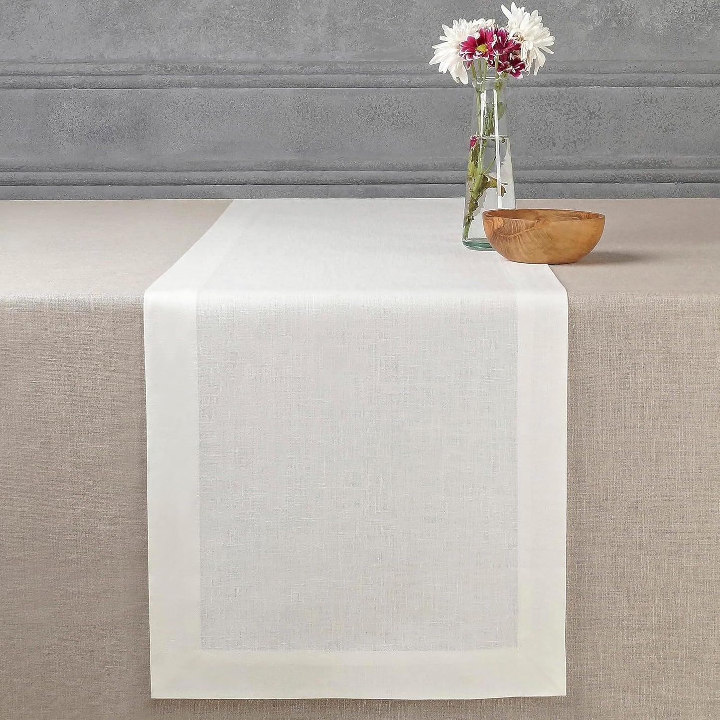 D'Moksha Homes Linen Dark Red Table Runner 132 Inches Long - 100% Pure Linen Extra Long Table Runner 14 x 132 Inch for Summer, Fall and Halloween - Machine Washable