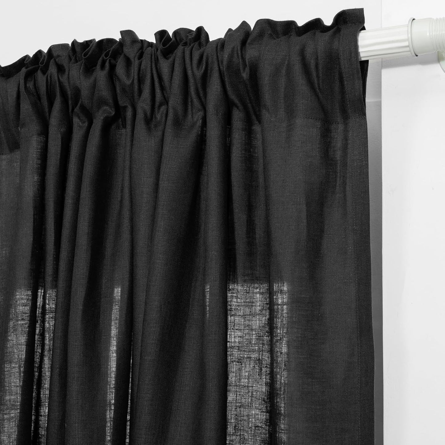 D'Moksha Homes Charcoal Grey Linen Curtain 52 x 96 Inch - Light Filtering Rod Pocket Curtain 96 Inch 1 Panel - 100% Pure Linen European Flax Window Treatment Panel for Living Room, Bedroom