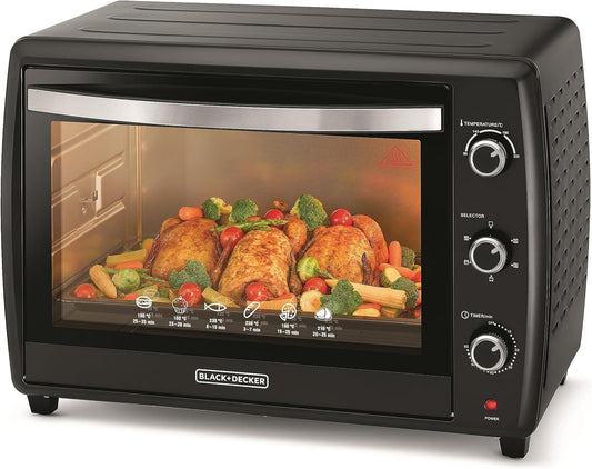 Black & Decker 2200W 70L Toaster Oven 90-230 Temp Setting, Double Grill With Convection And Glass Door For Safety+Multiple Accessories Toasting Baking Broiling TRO70RDG-B5 2 Years Warranty