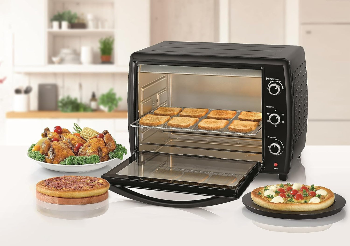 Black & Decker 2200W 70L Toaster Oven 90-230 Temp Setting, Double Grill With Convection And Glass Door For Safety+Multiple Accessories Toasting Baking Broiling TRO70RDG-B5 2 Years Warranty