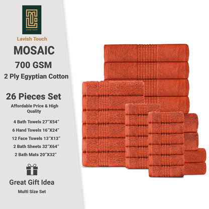 Lavish Touch 100% Egyptian 2 Ply Cotton 700 GSM Mosaic - Kea Global