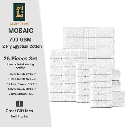 Lavish Touch 100% Egyptian 2 Ply Cotton 700 GSM Mosaic - Kea Global