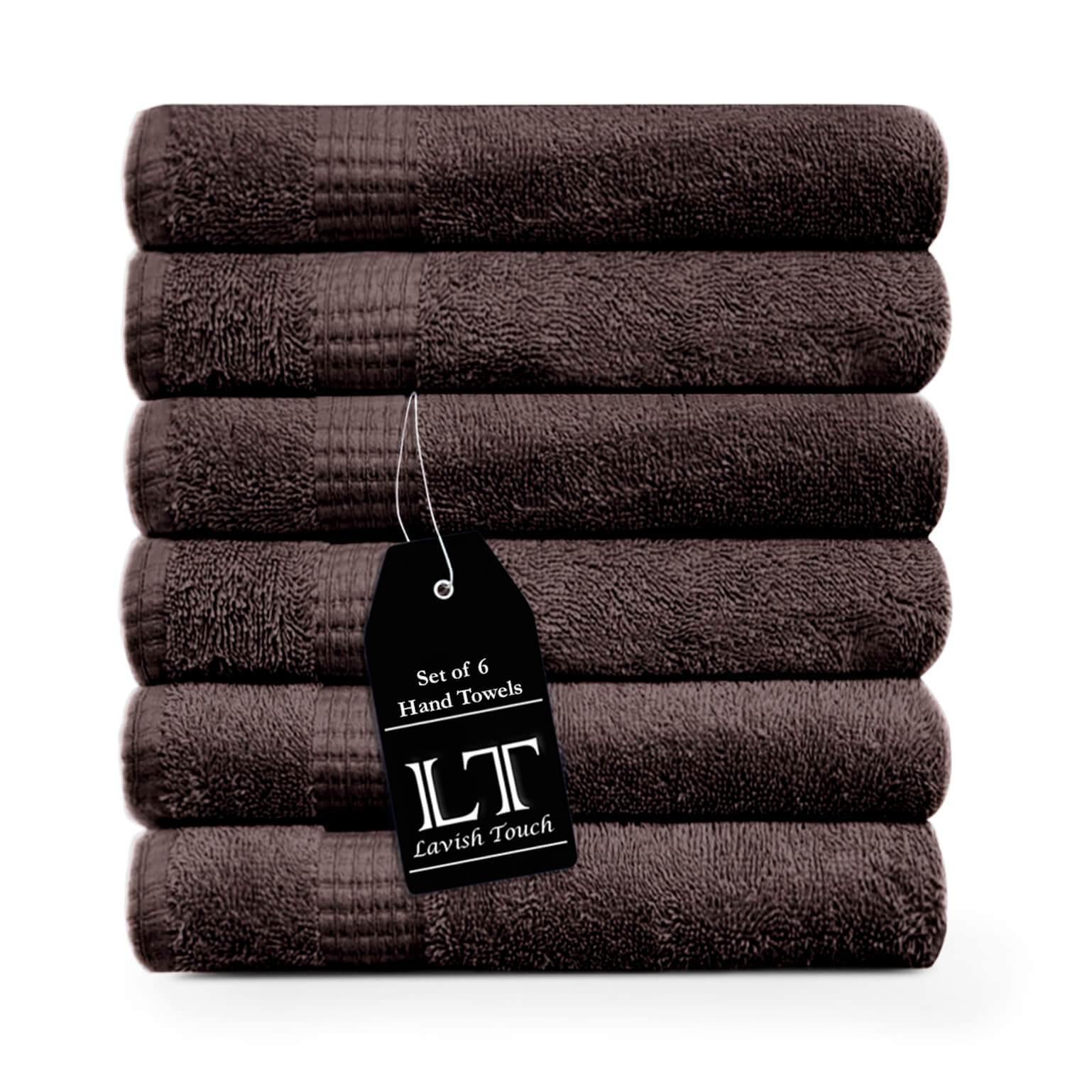 Lavish Touch 100% Cotton Melrose Hand Towels Set Pack of 6 - Kea Global