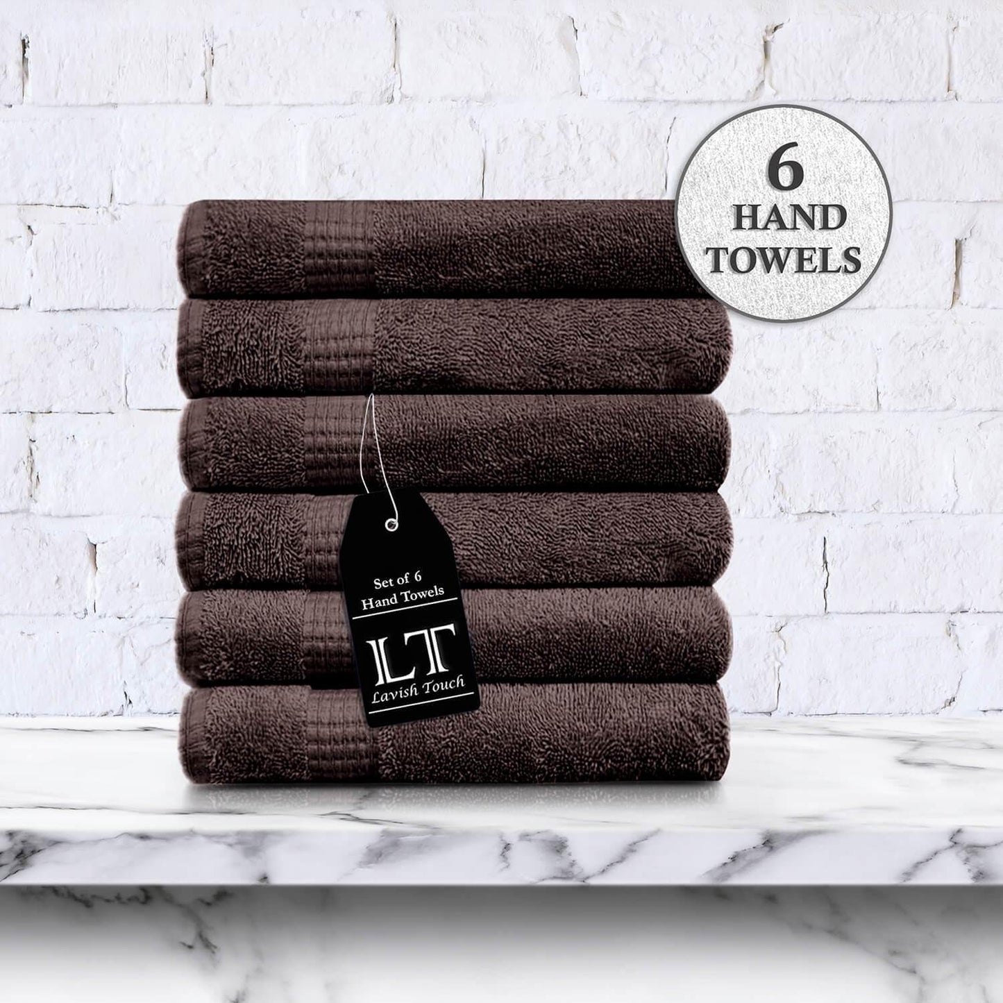 Lavish Touch 100% Cotton Melrose Hand Towels Set Pack of 6 - Kea Global