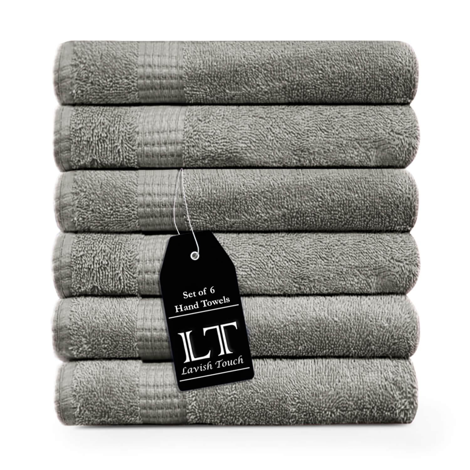 Lavish Touch 100% Cotton Melrose Hand Towels Set Pack of 6 - Kea Global