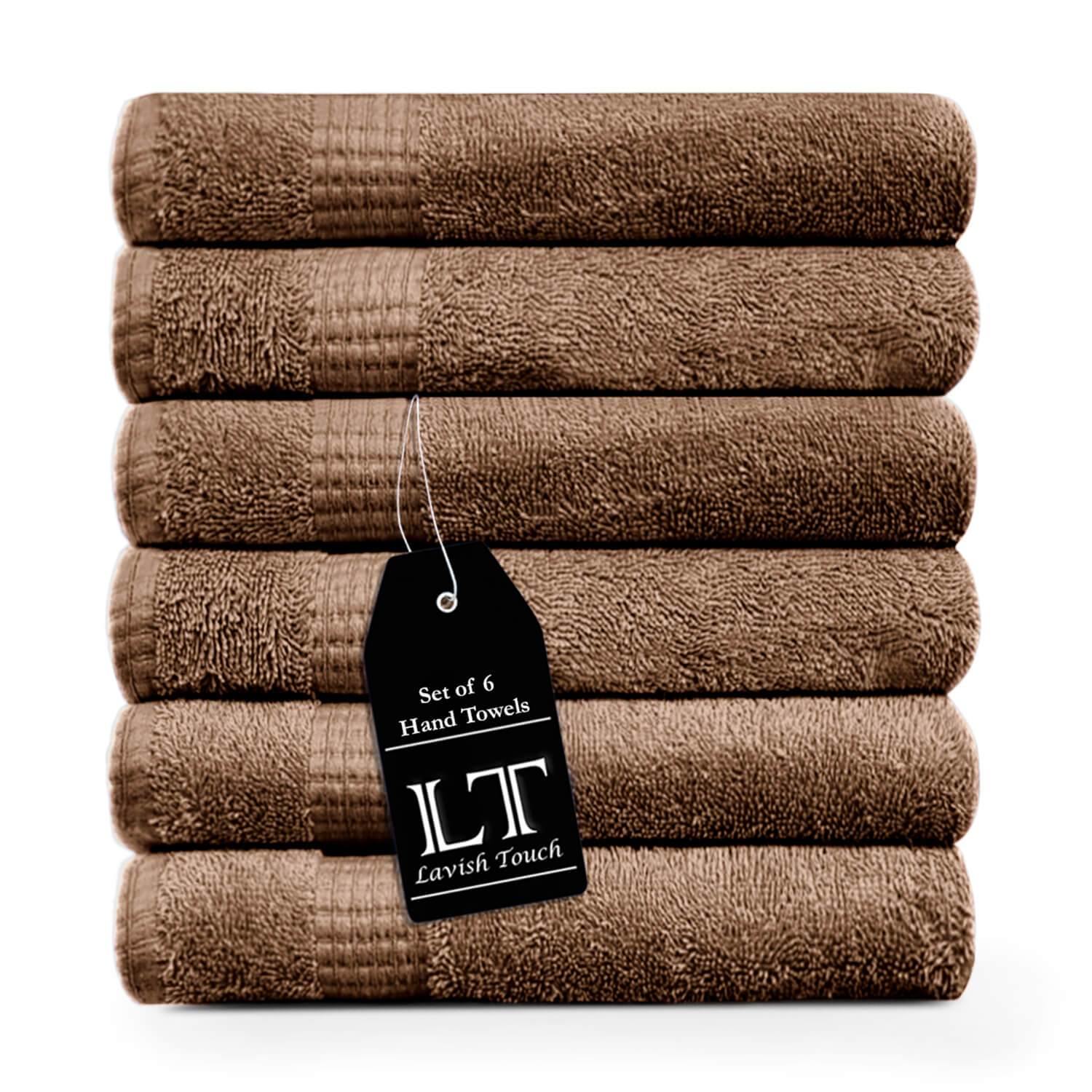 Lavish Touch 100% Cotton Melrose Hand Towels Set Pack of 6 - Kea Global