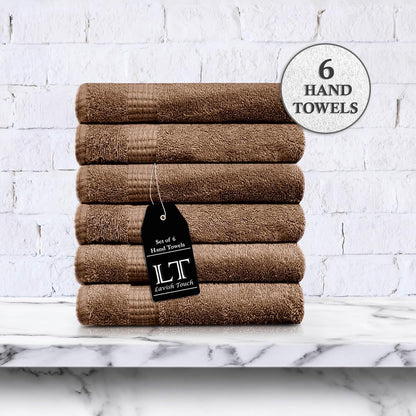 Lavish Touch 100% Cotton Melrose Hand Towels Set Pack of 6 - Kea Global