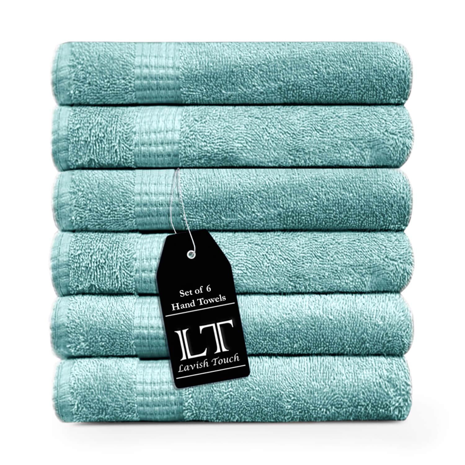 Lavish Touch 100% Cotton Melrose Hand Towels Set Pack of 6 - Kea Global