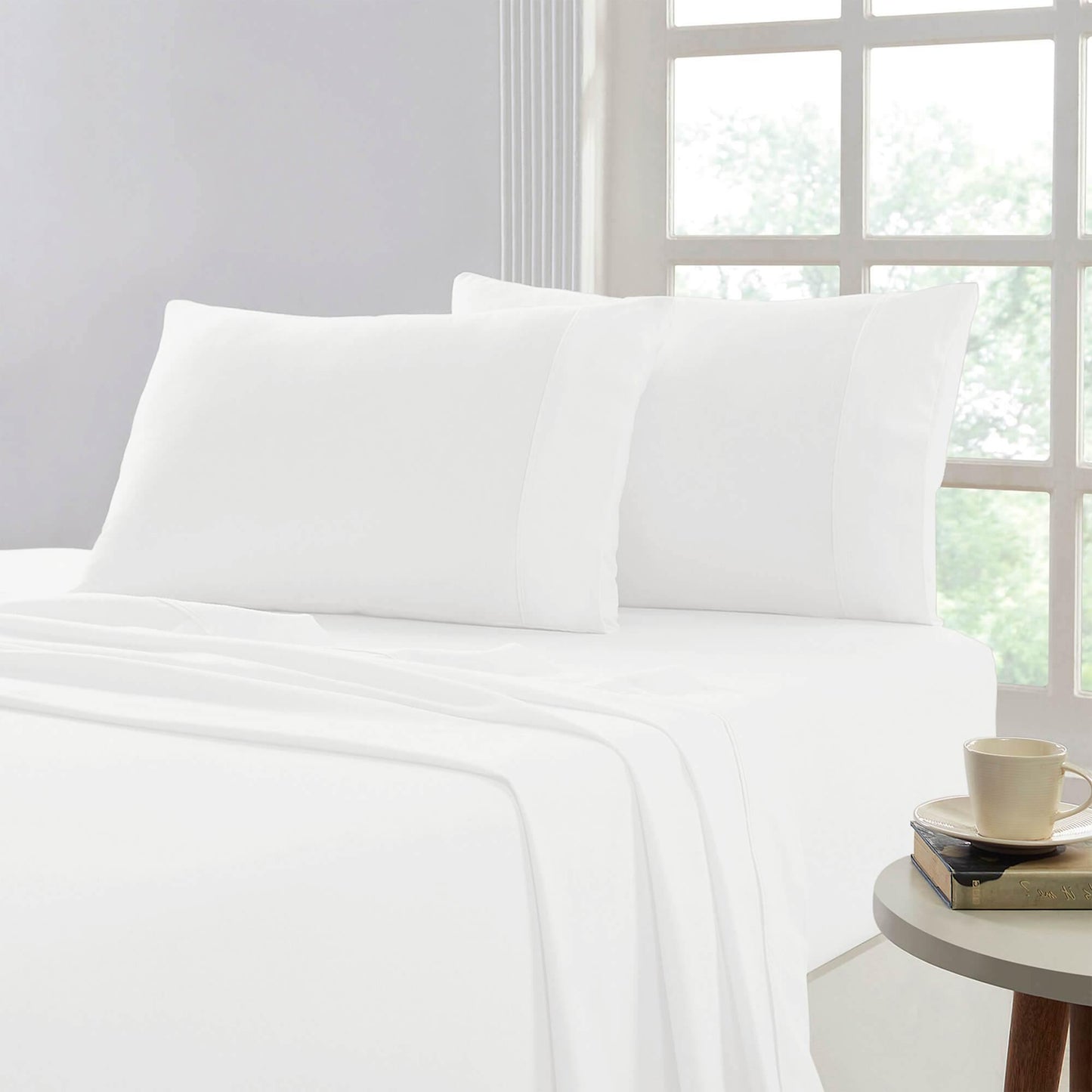 Lavish Touch 100% Cotton Mega King Bed 4pc Sheet Set - White - Kea Global
