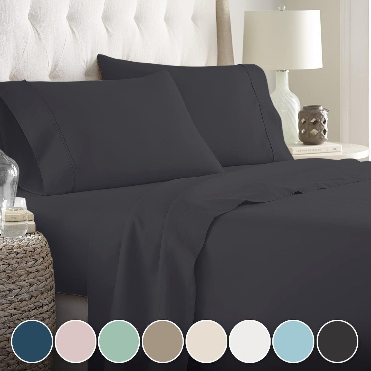 Lavish Touch 100% Cotton Twin Bed 3pc Sheet Set - Slate - Kea Global