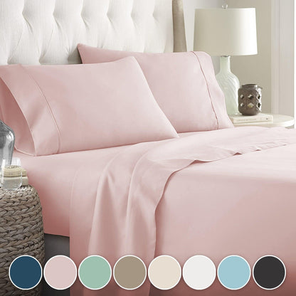 Lavish Touch 100% Cotton Mega King Bed 4pc Sheet Set - Dusty Pink - Kea Global
