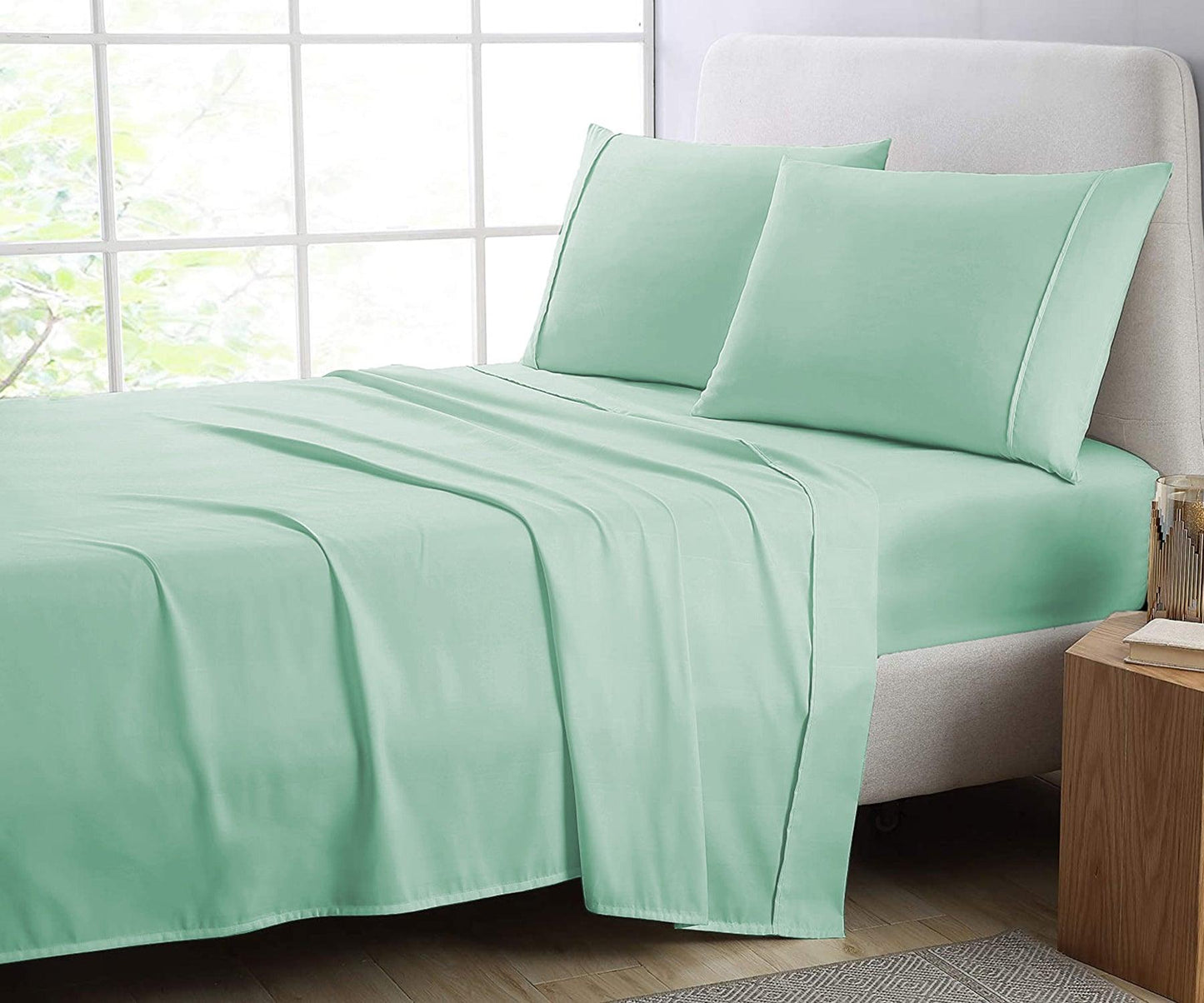 Lavish Touch 100% Cotton Mega King Bed 4pc Sheet Set - Mint - Kea Global