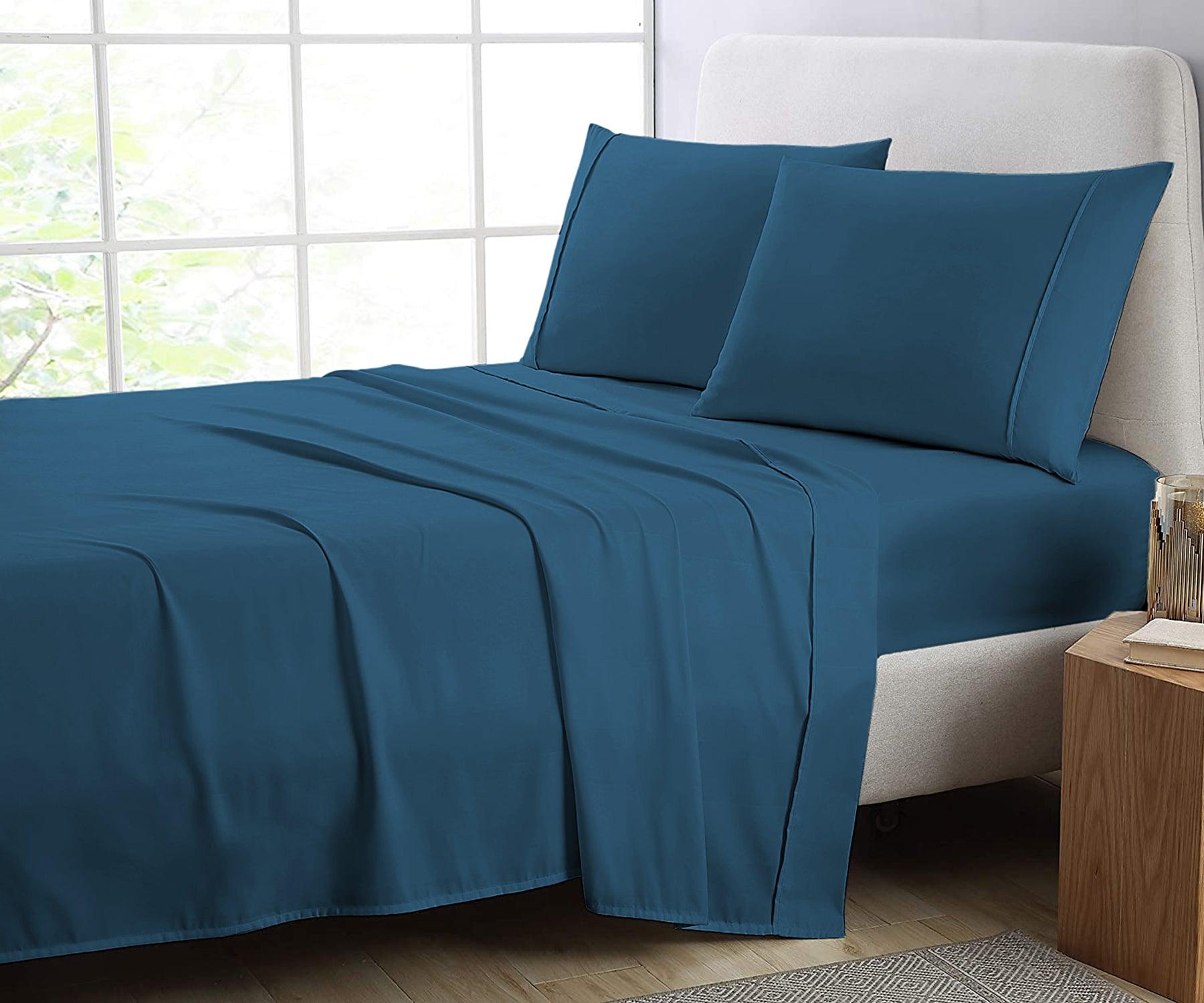 Lavish Touch 100% Cotton Mega King Bed 4pc Sheet Set - Midnight - Kea Global