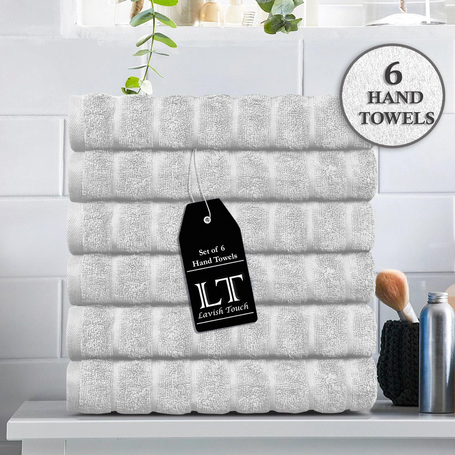 Lavish Touch 100% Cotton 600 GSM Hand Towels 6 Pcs - Kea Global