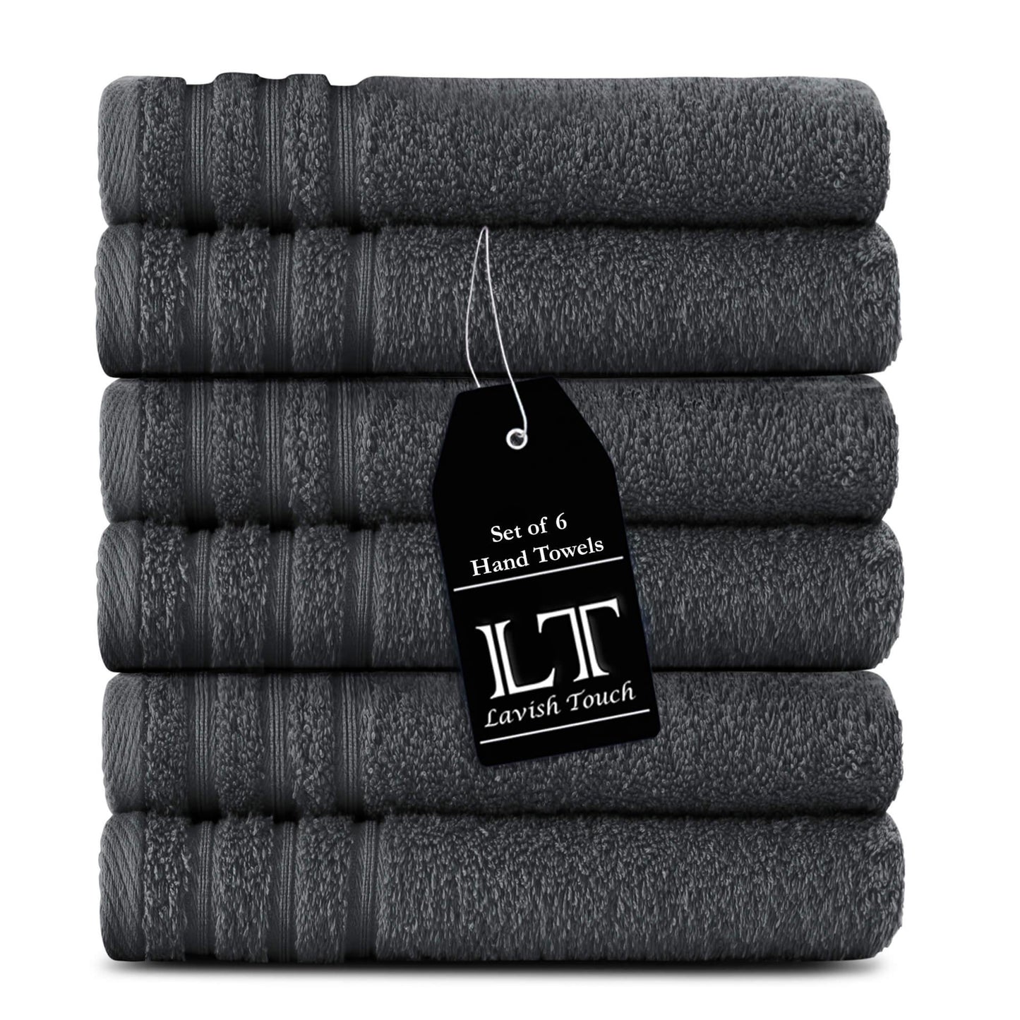 Lavish Touch 100% Cotton Premium Hotel Quality Hand Towels Pack of 6 Kea Global