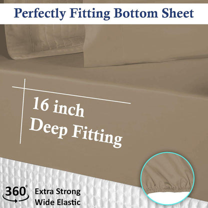Lavish Touch 100% Cotton Percale 250 TC 4 Piece Sheet Set - Queen - Kea Global