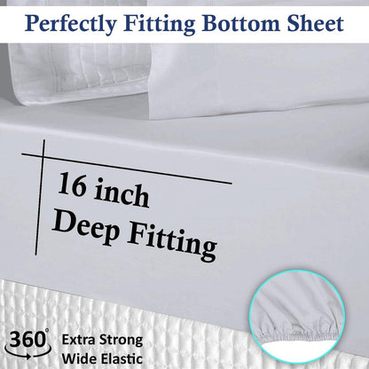 Lavish Touch 100% Cotton Percale 250 TC 4 Piece Sheet Set King - Kea Global