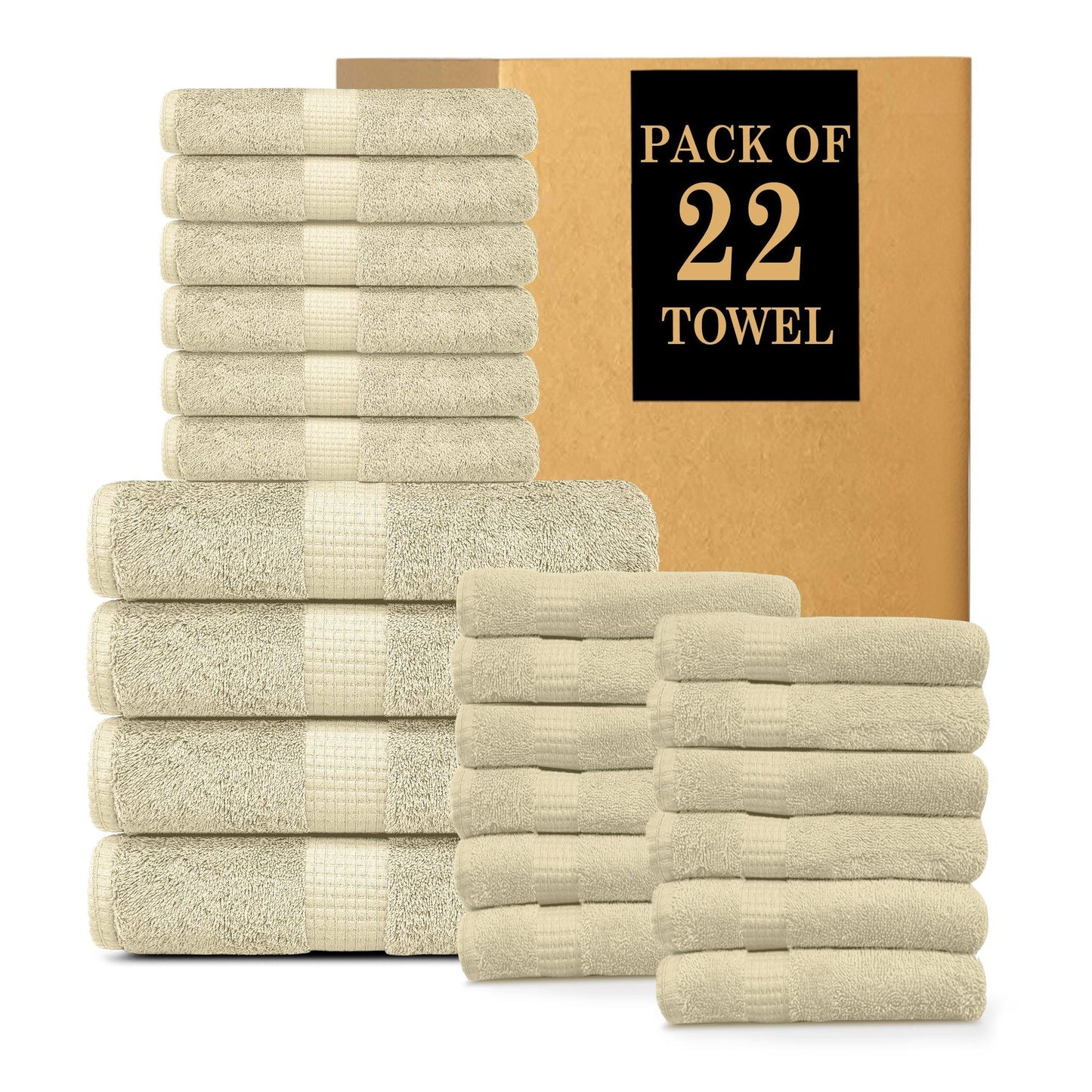 Lavish Touch 600 GSM 100% Cotton Ultra Soft Highly Absorbent Set of 22 Towels - Kea Global