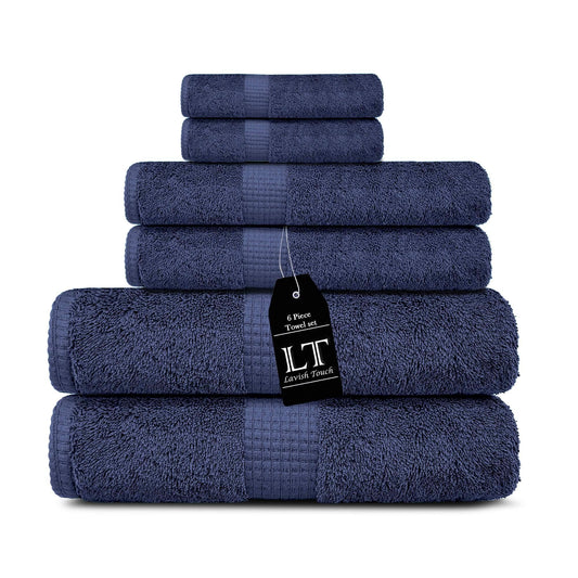 Lavish Touch 100% Cotton 600 GSM Melrose 6 Pc Set 2 Bath 2 Hand 2 Face Towels - Kea Global