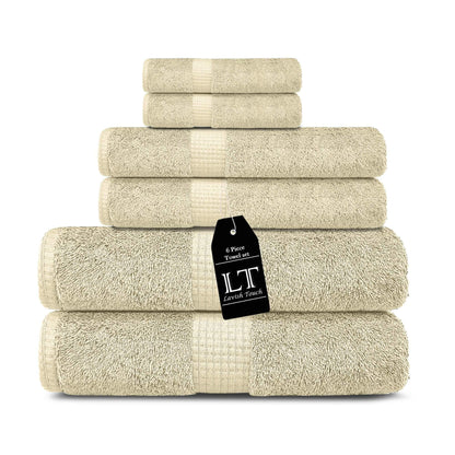 Lavish Touch 100% Cotton 600 GSM Melrose 6 Pc Set 2 Bath 2 Hand 2 Face Towels - Kea Global