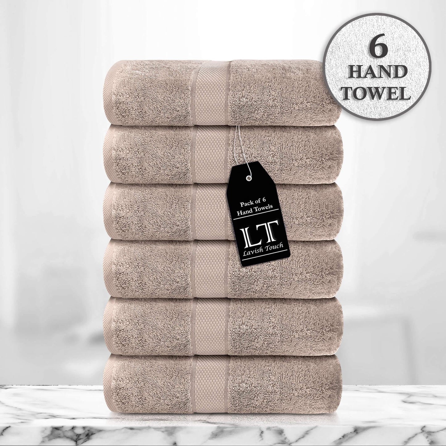 Lavish Touch 100% Cotton 600 GSM Aerocore Pack of 6 Hand Towels - Kea Global