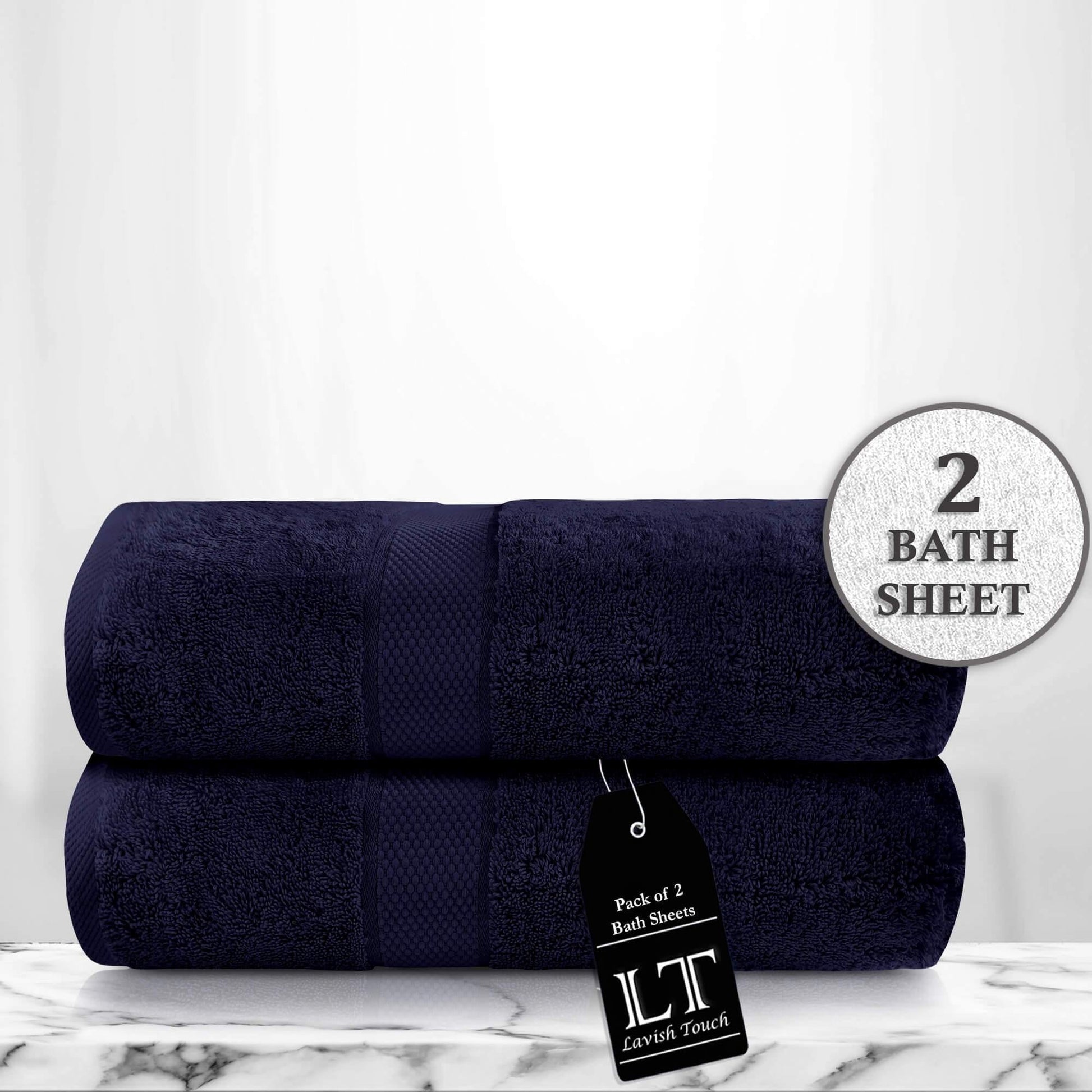 Lavish Touch 100% Cotton 600 GSM Aerocore Pack of 2 Bath Sheets - Kea Global