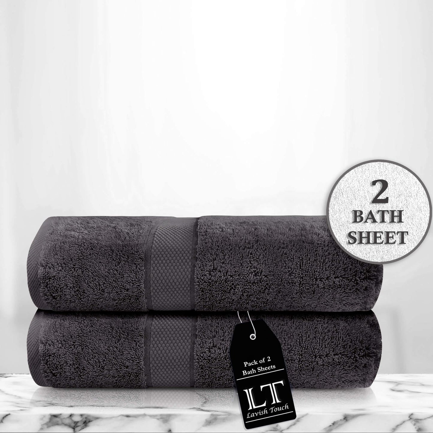 Lavish Touch 100% Cotton 600 GSM Aerocore Pack of 2 Bath Sheets - Kea Global