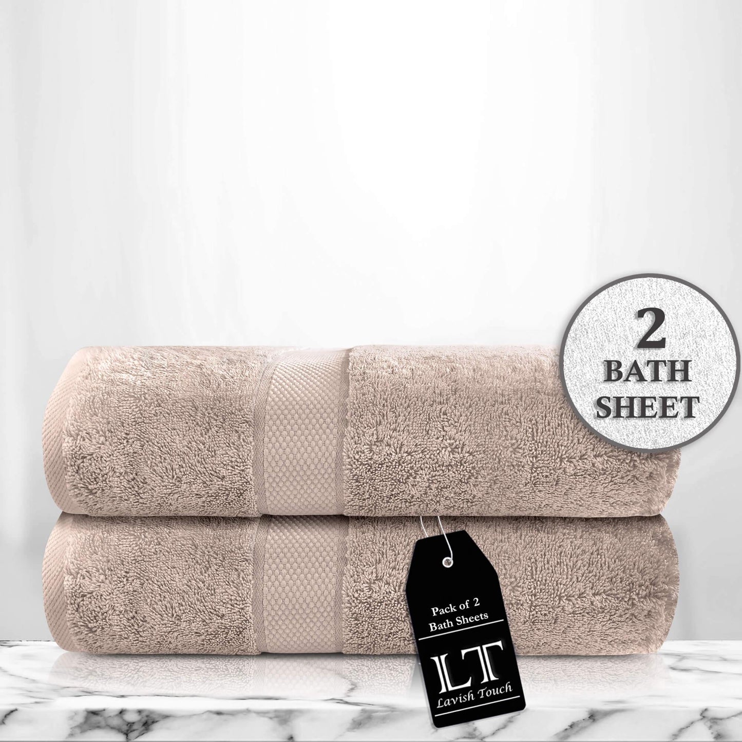 Lavish Touch 100% Cotton 600 GSM Aerocore Pack of 2 Bath Sheets - Kea Global