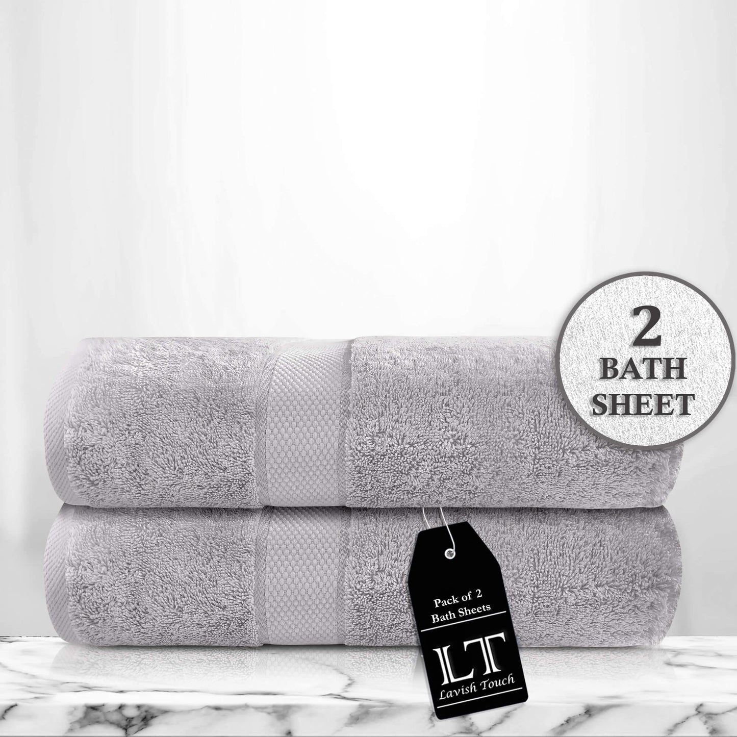 Lavish Touch 100% Cotton 600 GSM Aerocore Pack of 2 Bath Sheets - Kea Global