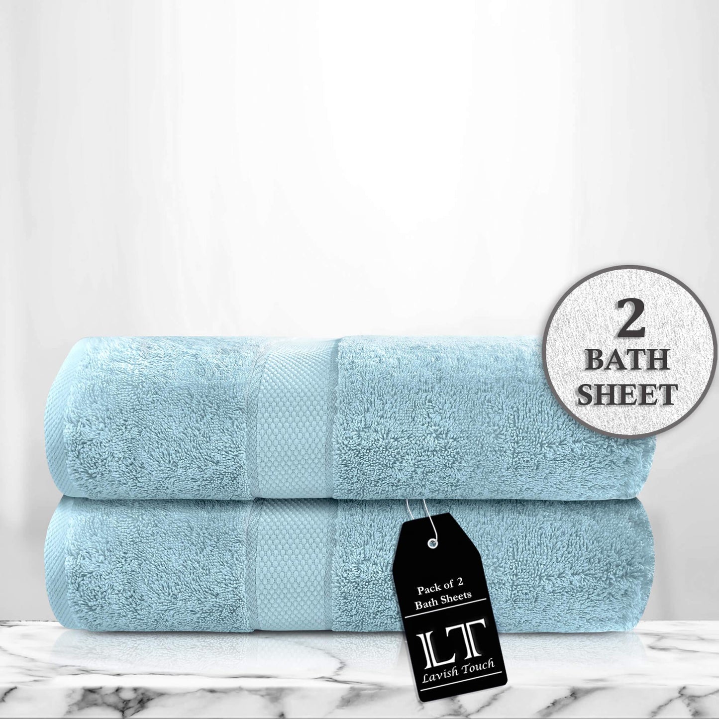 Lavish Touch 100% Cotton 600 GSM Aerocore Pack of 2 Bath Sheets - Kea Global