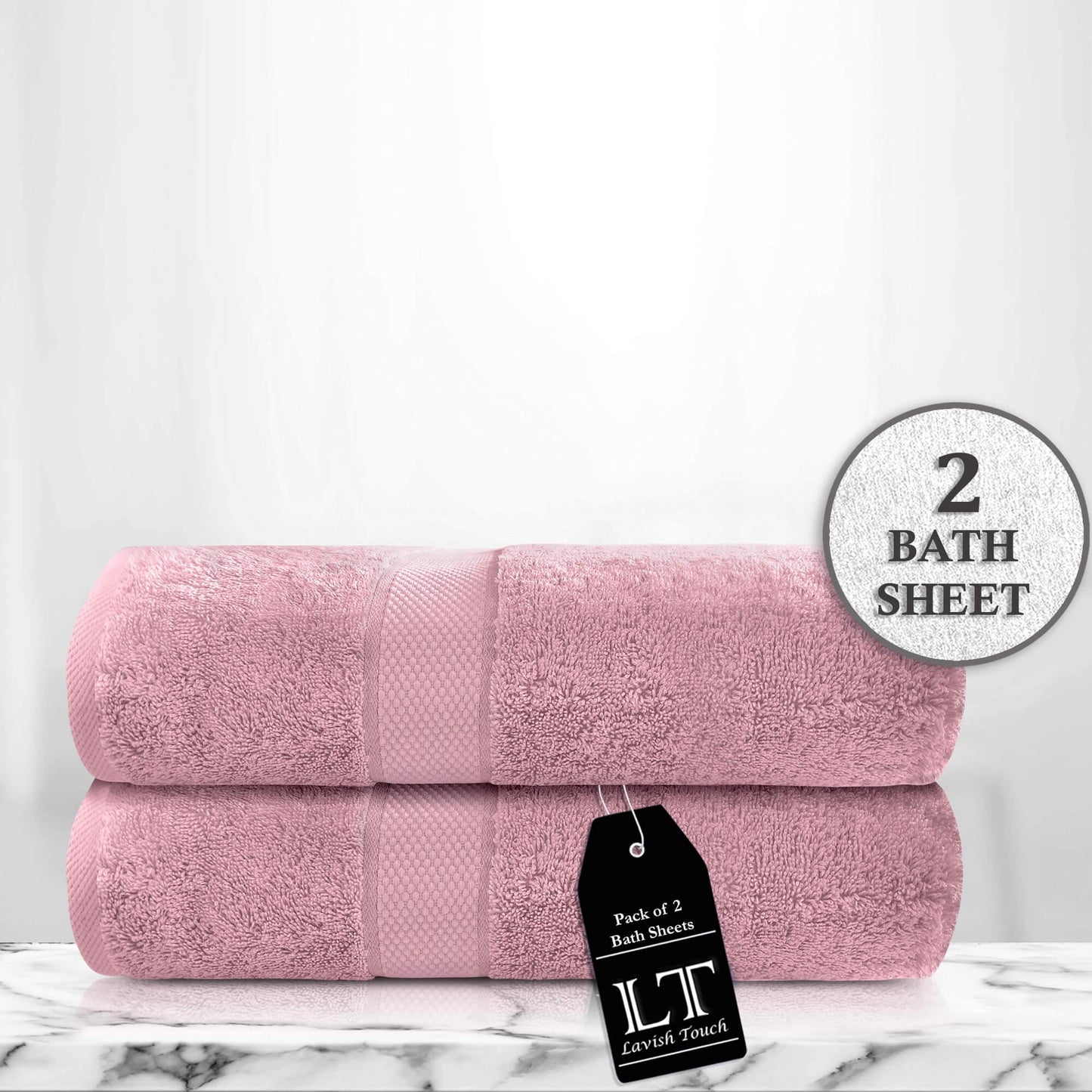 Lavish Touch 100% Cotton 600 GSM Aerocore Pack of 2 Bath Sheets - Kea Global