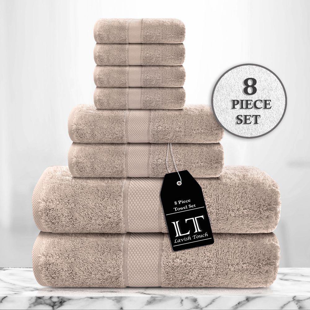 Lavish Touch 100% Cotton 600 GSM Aerocore 8 Pc Towels Set - Kea Global