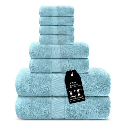 Lavish Touch 100% Cotton 600 GSM Aerocore 8 Pc Towels Set - Kea Global