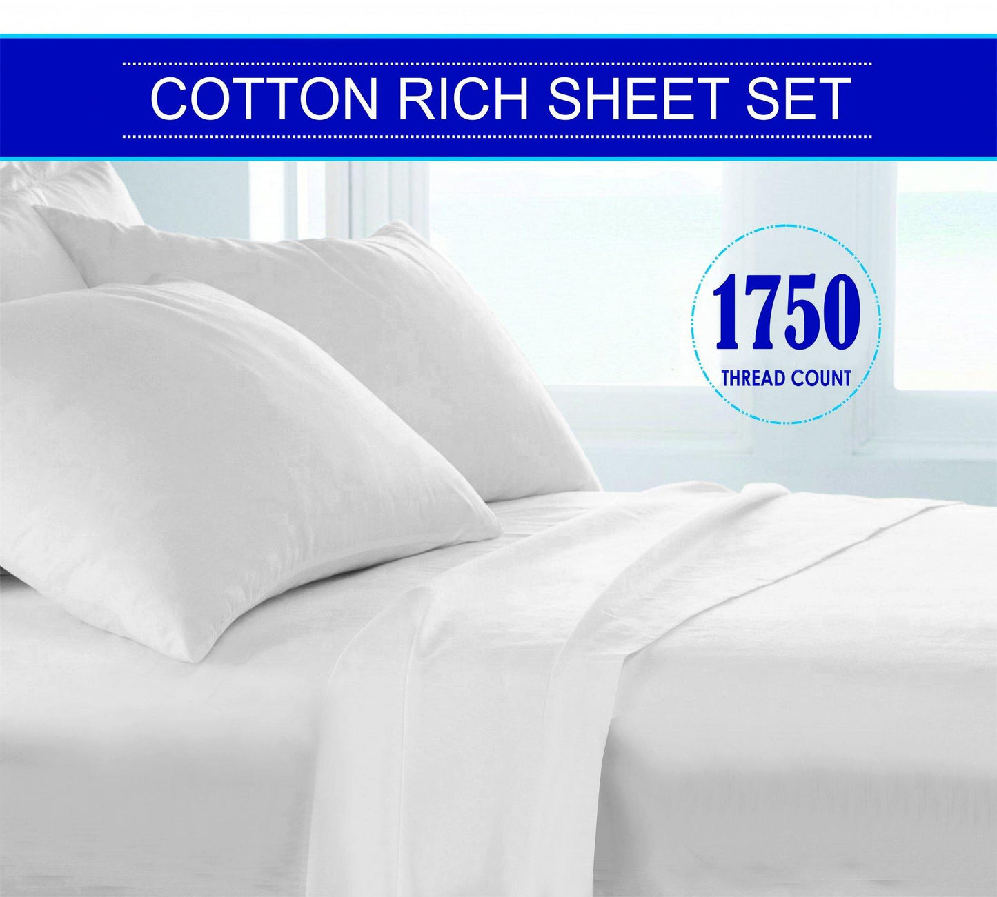 Lavish Touch 1750 TC Cotton 4 pc Sheet Set Queen - White - Kea Global