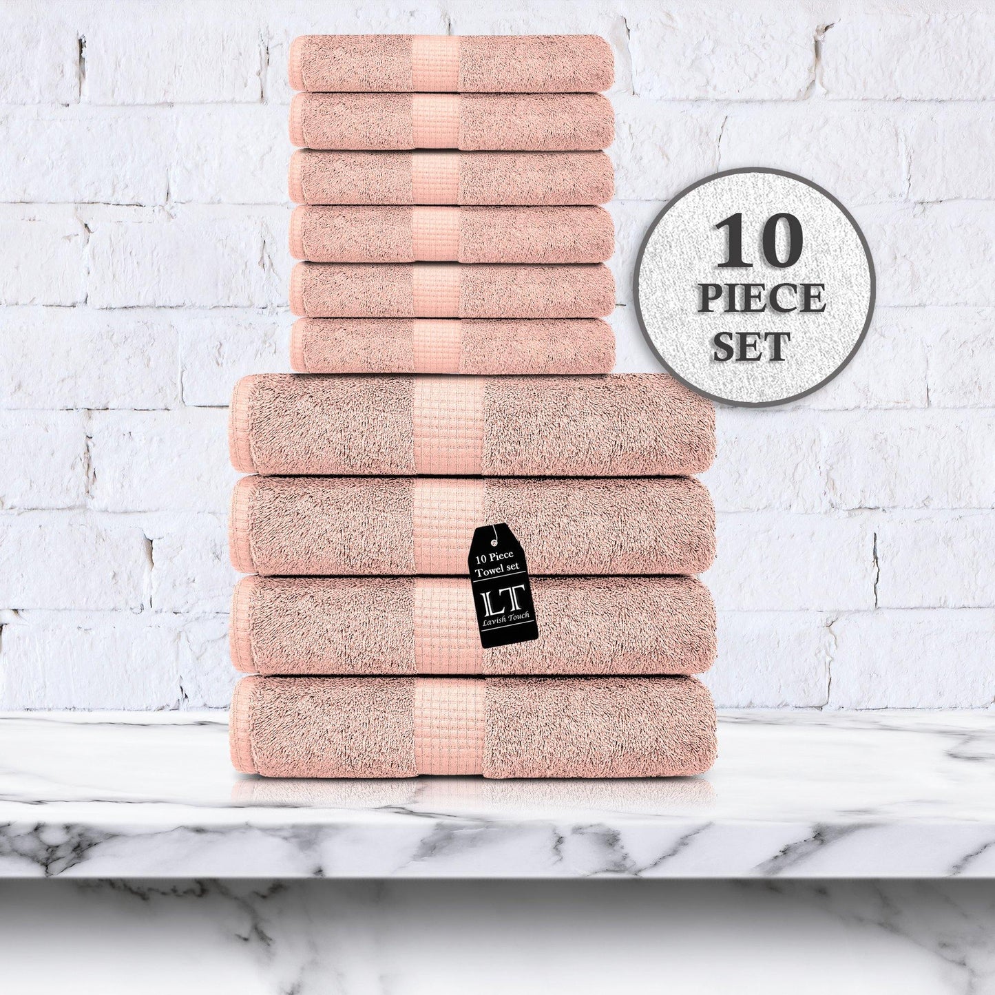 Lavish Touch Melrose 600 GSM 100% Cotton Ultra Soft Set of 10 Towels - Kea Global