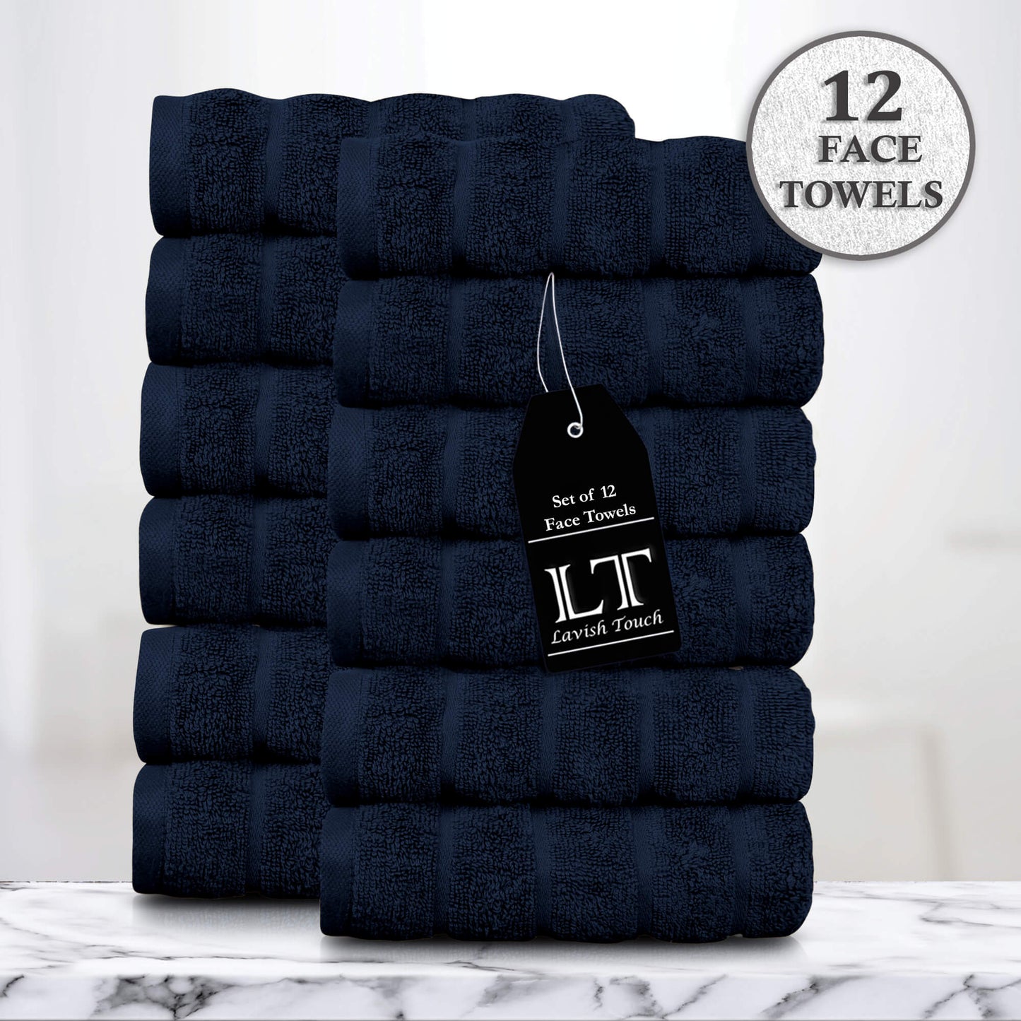 Lavish Touch 100% Cotton 600 GSM Face Towels Pack of 12 - Kea Global