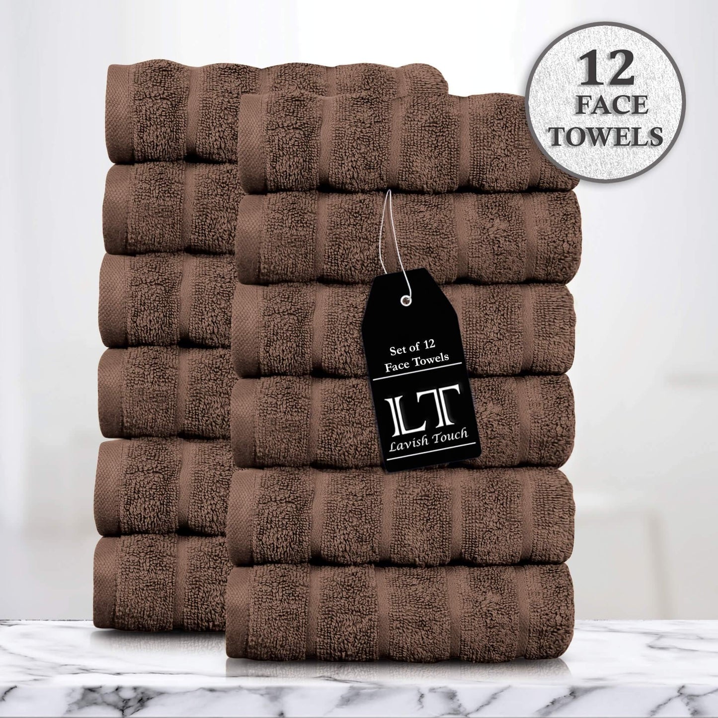 Lavish Touch 100% Cotton 600 GSM Face Towels Pack of 12 - Kea Global