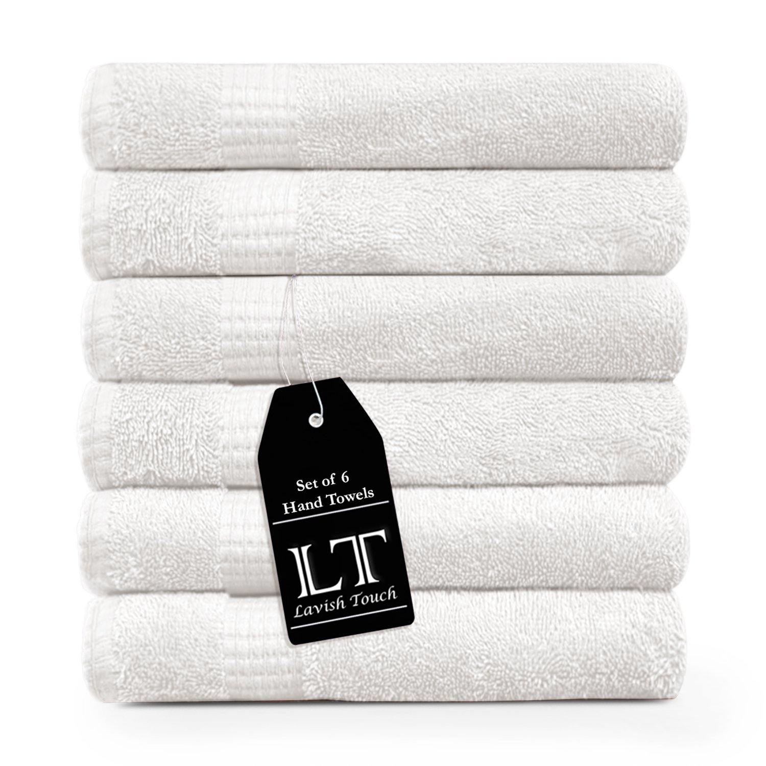 Lavish Touch 100% Cotton Melrose Hand Towels Set Pack of 6 - Kea Global