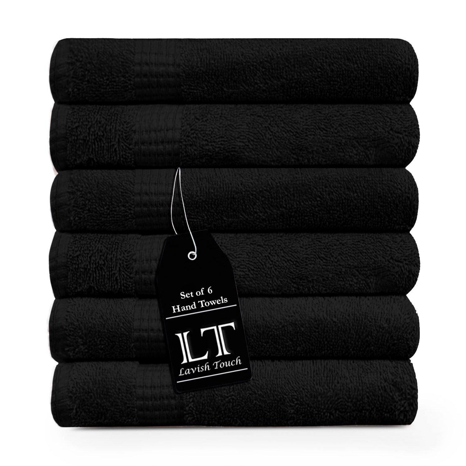 Lavish Touch 100% Cotton Melrose Hand Towels Set Pack of 6 - Kea Global