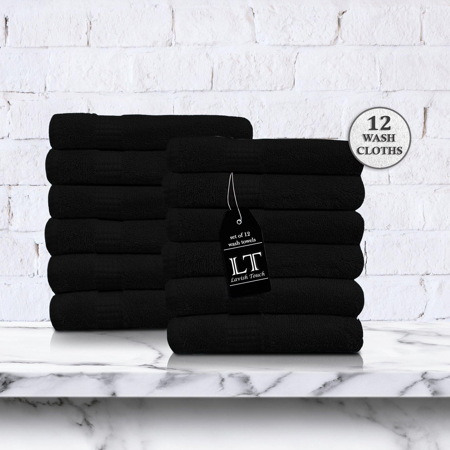 Lavish Touch 100% Cotton 600 GSM Melrose Pack of 12 Wash Towels - Kea Global