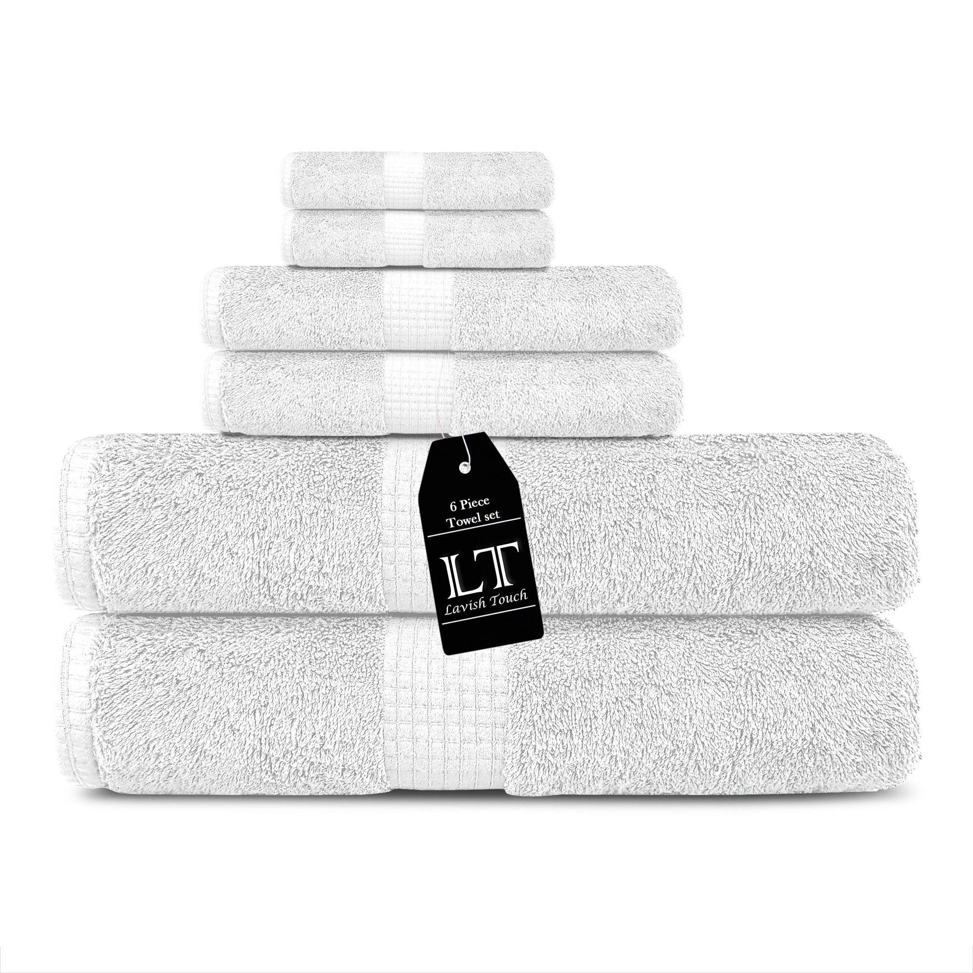 Lavish Touch 100% Cotton 600 GSM Melrose 6 Pc Set 2 Bath 2 Hand 2 Face Towels - Kea Global