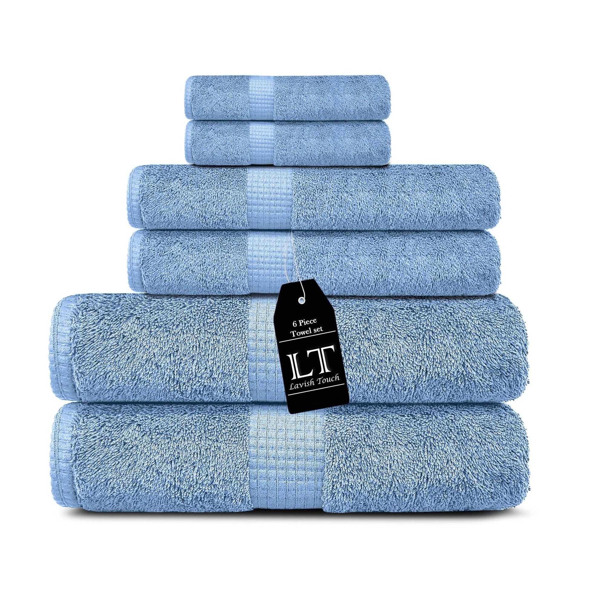 Lavish Touch 100% Cotton 600 GSM Melrose 6 Pc Set 2 Bath 2 Hand 2 Face Towels - Kea Global