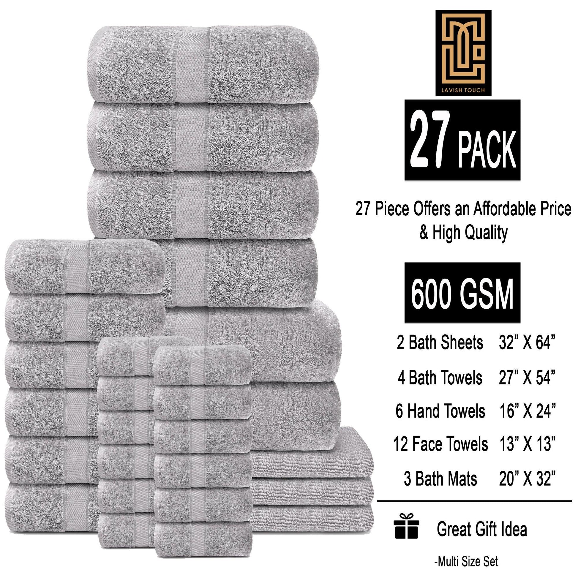 Lavish Touch 100% Cotton 600 GSM Aerocore Towels and Sheets - Kea Global